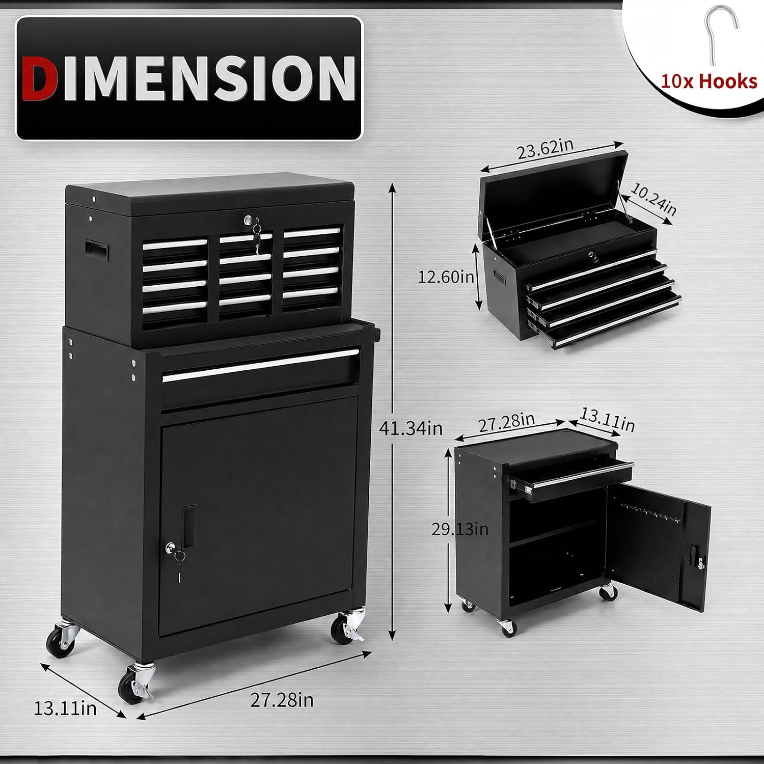 5 Drawer Rolling Tool Cabinet  - огляд і ціна Tools Trolley For Workshop