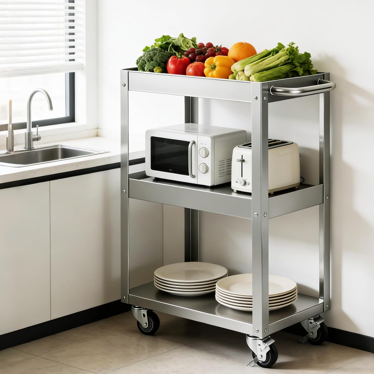3-Tier Stainless Steel Rolling - огляд і ціна Tools Trolley For Workshop