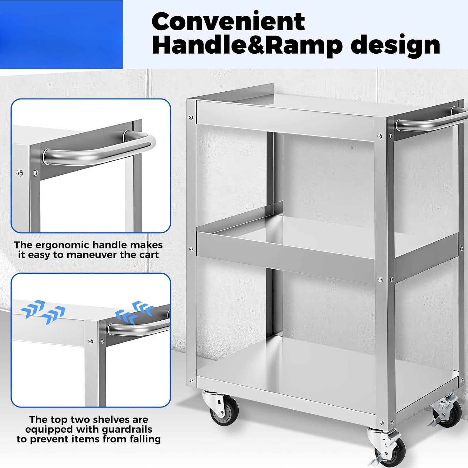 3-Tier Stainless Steel Rolling - огляд і ціна Tools Trolley For Workshop